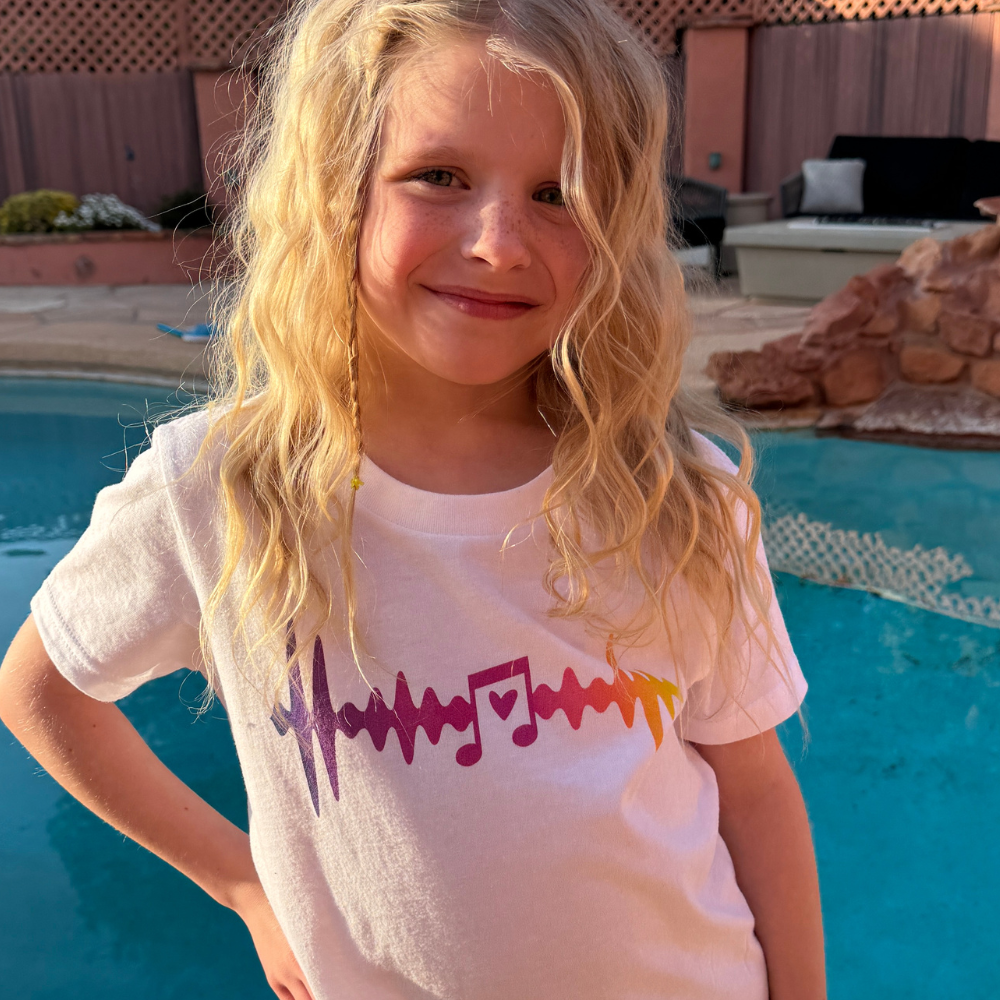 Youth Colorful Heartbeat | love music |Youth Short Sleeve T-Shirt