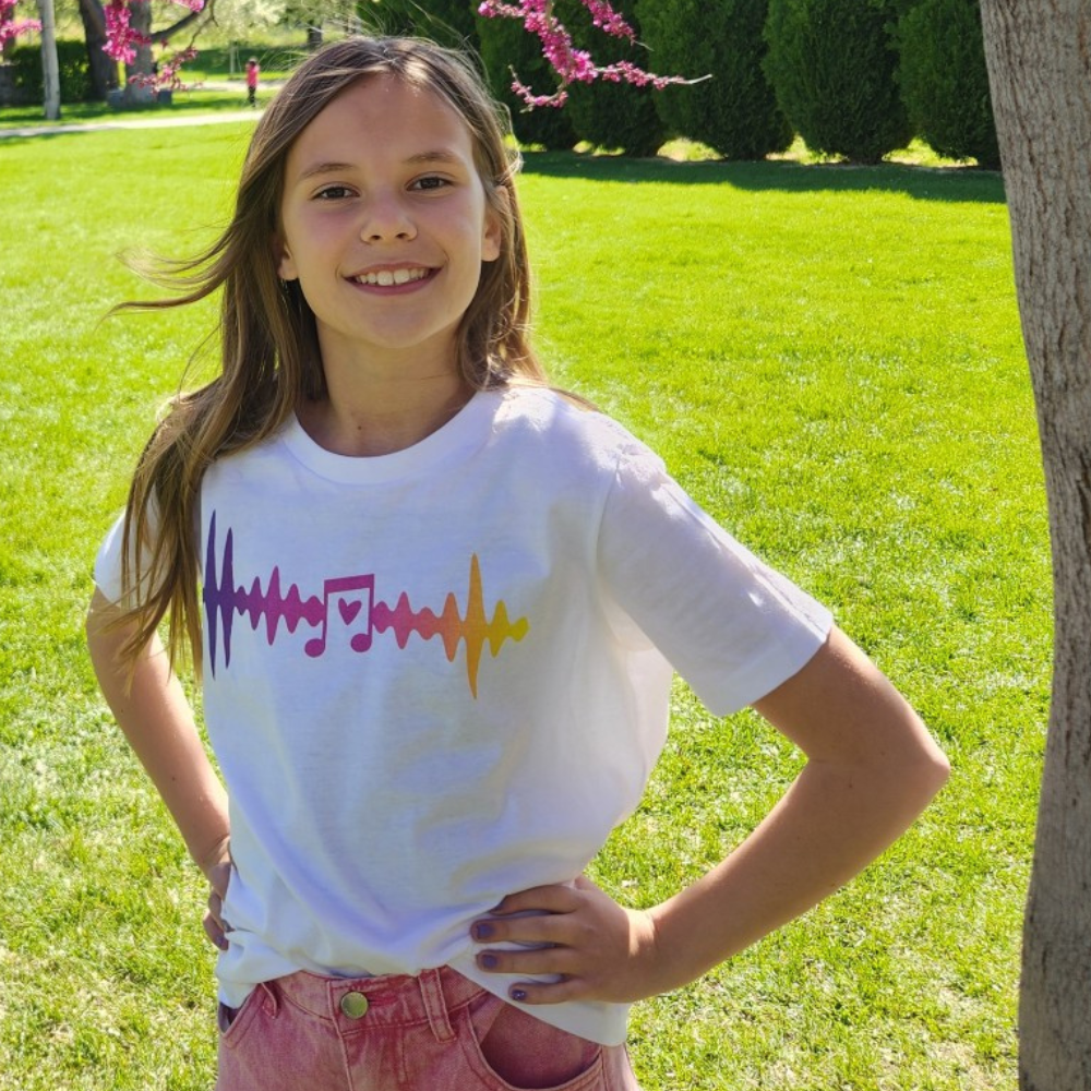 Youth Colorful Heartbeat | love music |Youth Short Sleeve T-Shirt