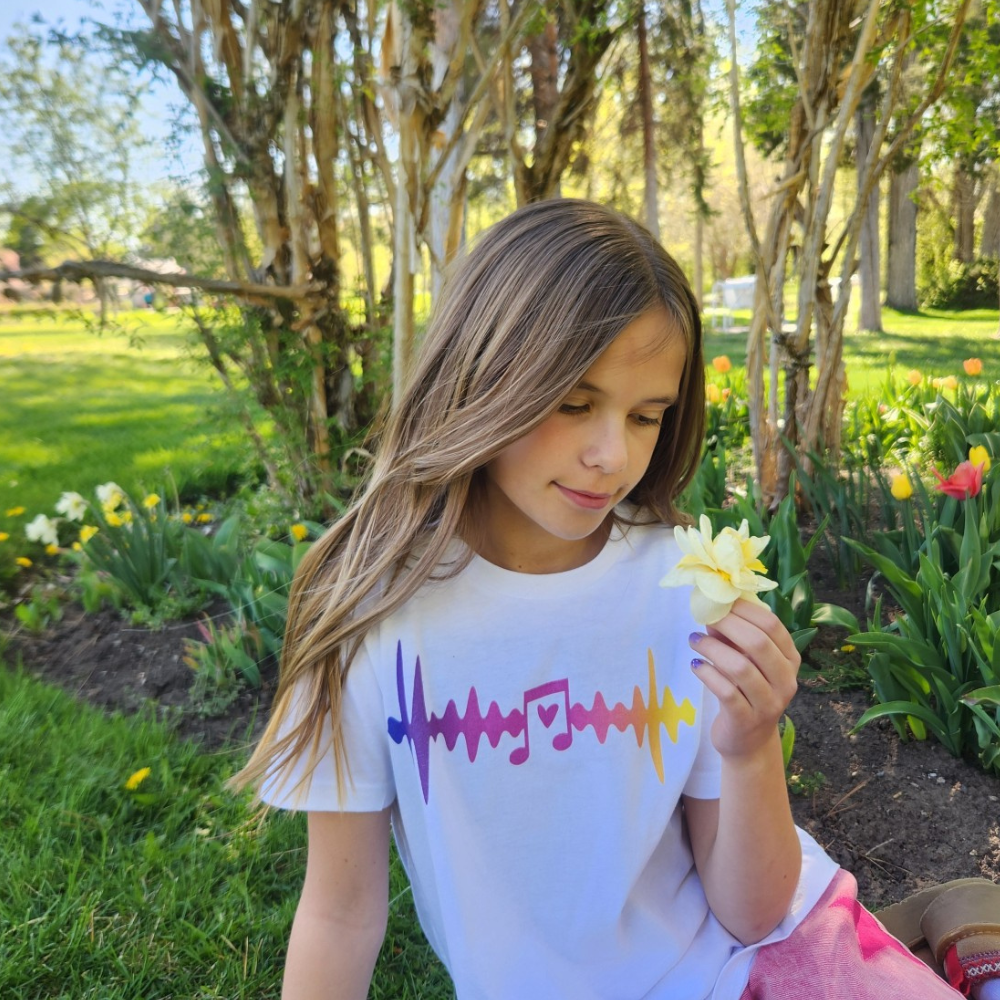 Youth Colorful Heartbeat | love music |Youth Short Sleeve T-Shirt
