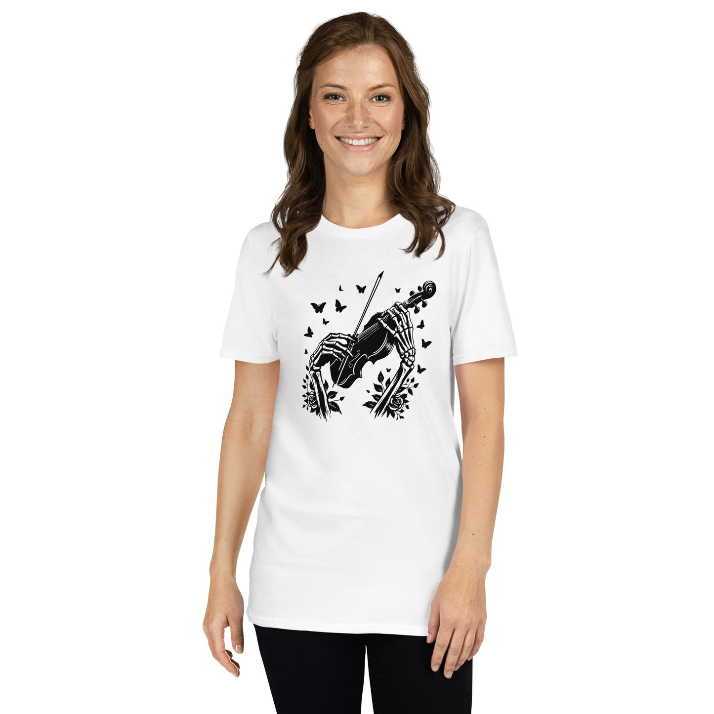 Skeleton Hands Playing Violin | Short-Sleeve Unisex T-Shirt