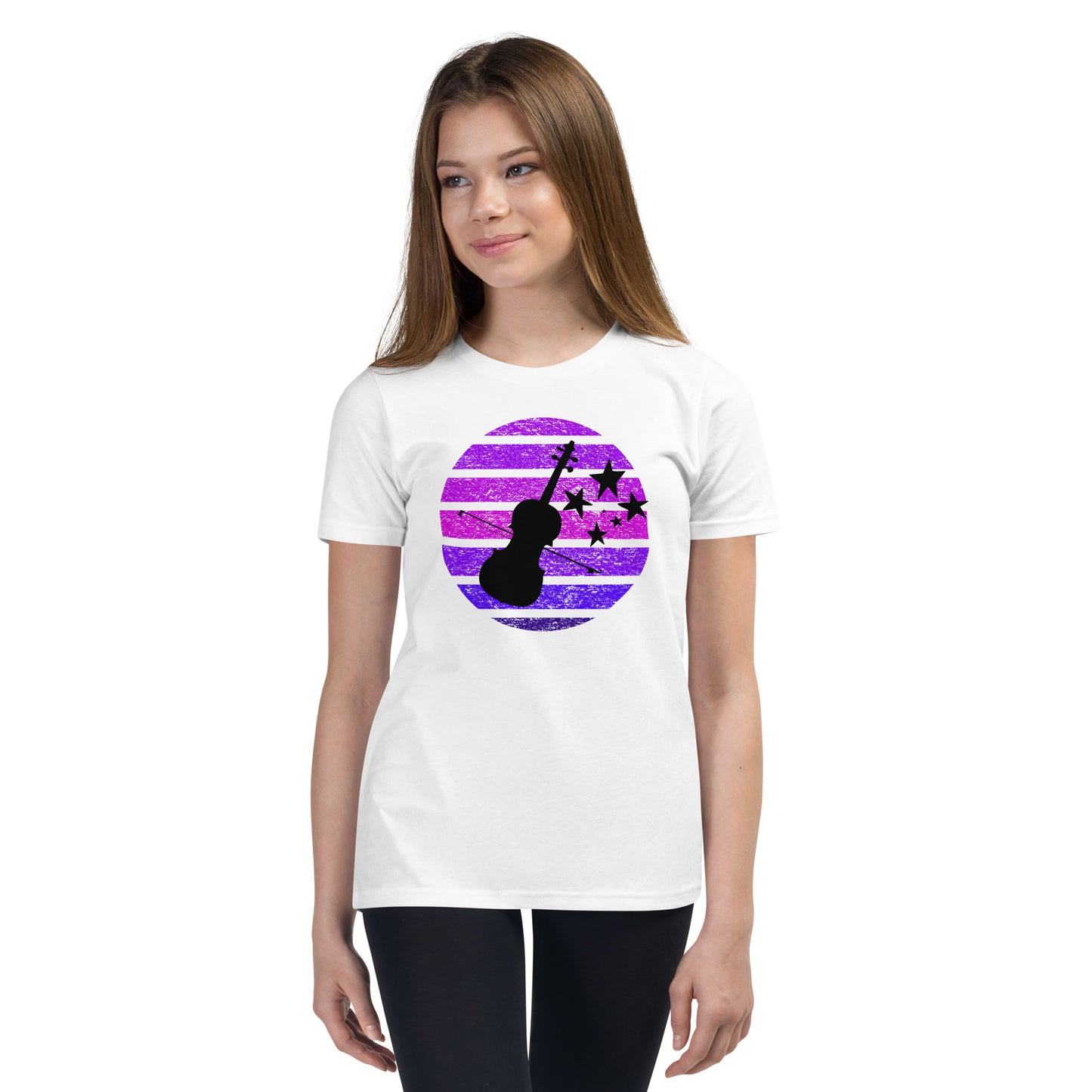 Youth Pink Sunset Violin Silhouette | Youth Short Sleeve T-Shirt