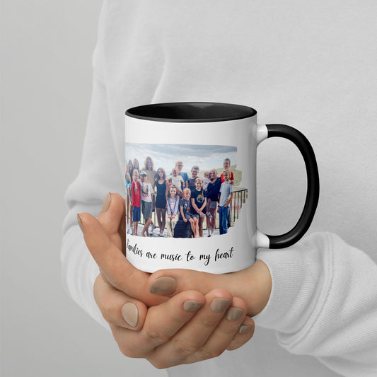 Custom Family Picture Mug | Families are Music to My Heart |  With Color Inside
